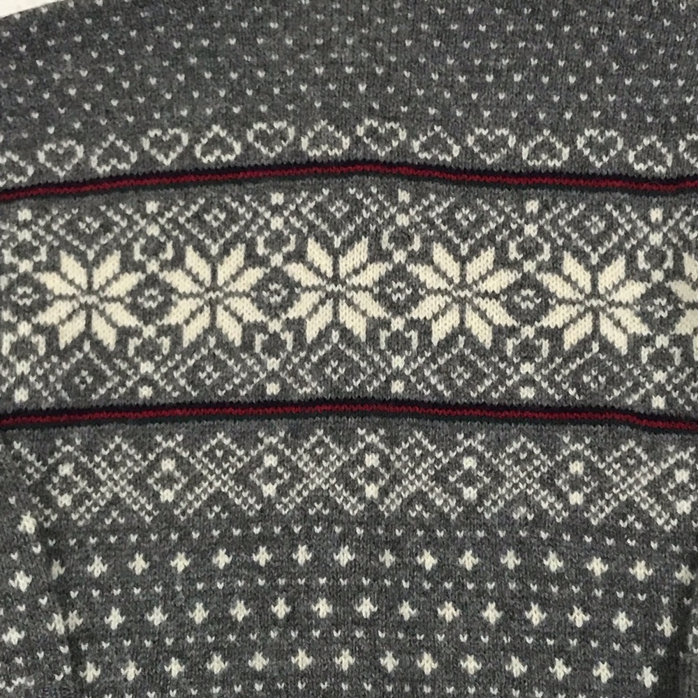 LL Bean Made In USA Vintage Wool Snowflake Button Cardigan Sweater Womens Medium - Picture 8 of 10